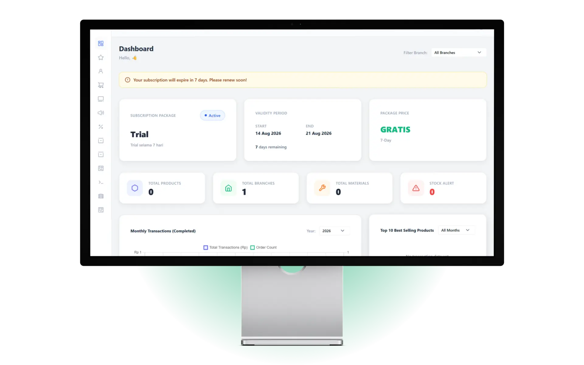 Backoffice merchant Garlic POS